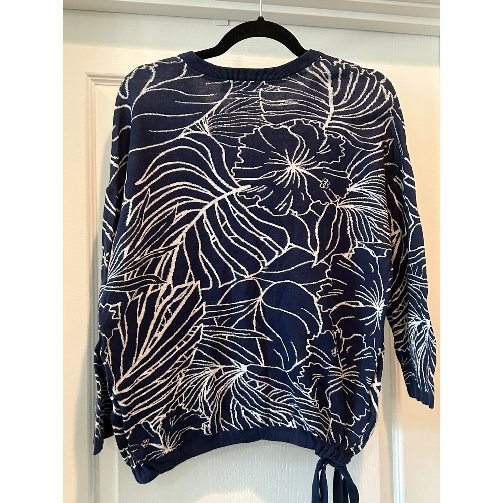 Tommy Bahama Cotton floral Print Sweater Blue/white Size Large Coastal - Picture 3 of 5